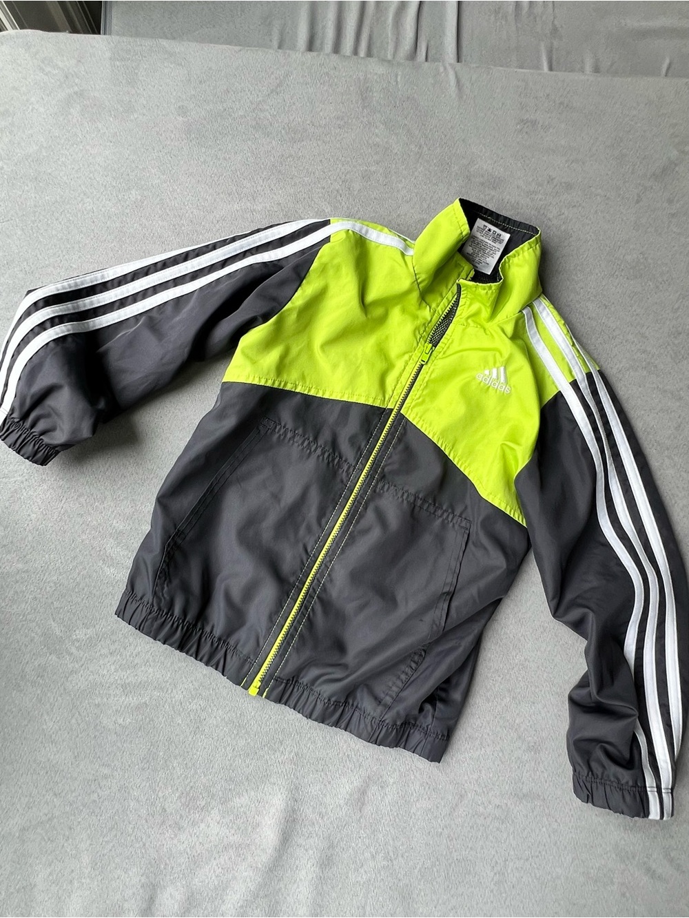 Lot of 3 adidas 4T Jackets: Navy/Orange & Gray/Lime Track Jkt, Blue/Black Hoodie - Picture 10 of 12